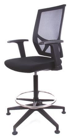 MAYAH Pracovná stolička "Sky", s držiakom na nohy, s klzákmi, čierne čalúnenie, sieťové operadlo, CM1105BAR